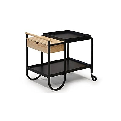Bertrand Black & Natural Timber Bar Cart Hire Bertrand Black & Natural Timber Bar Cart Hire