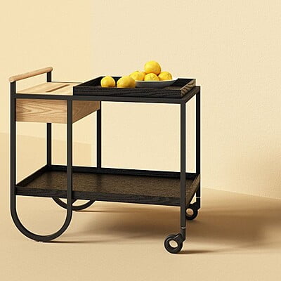 Bertrand Black & Natural Timber Bar Cart Hire Bertrand Black & Natural Timber Bar Cart Hire
