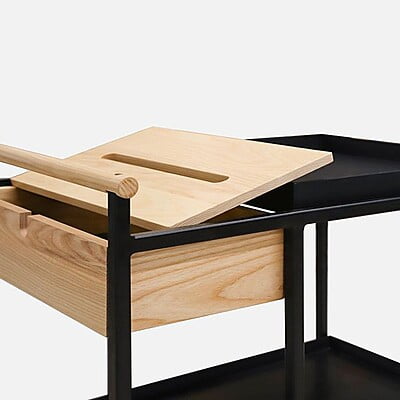 Bertrand Black & Natural Timber Bar Cart Hire Bertrand Black & Natural Timber Bar Cart Hire
