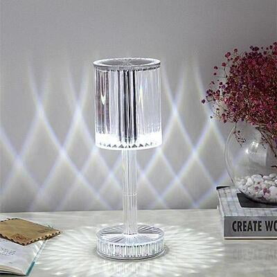 Crystal Cylinder Rechargeable Cordless Table Lamp Hire