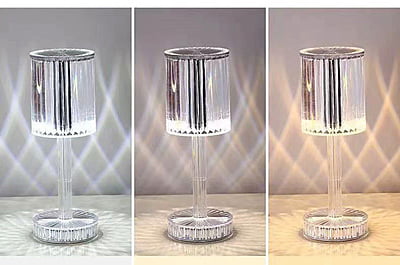Crystal Cylinder Rechargeable Cordless Table Lamp Hire Crystal Cylinder Rechargeable Cordless Table Lamp Hire