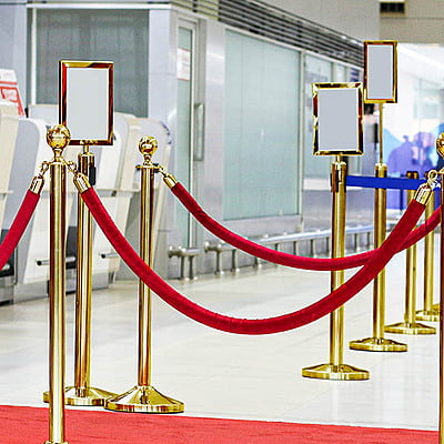 Gold Bollards with A4 Stand Hire Gold Bollards with A4 Stand Hire