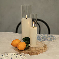 LED Pillar Candles in Glass Vases